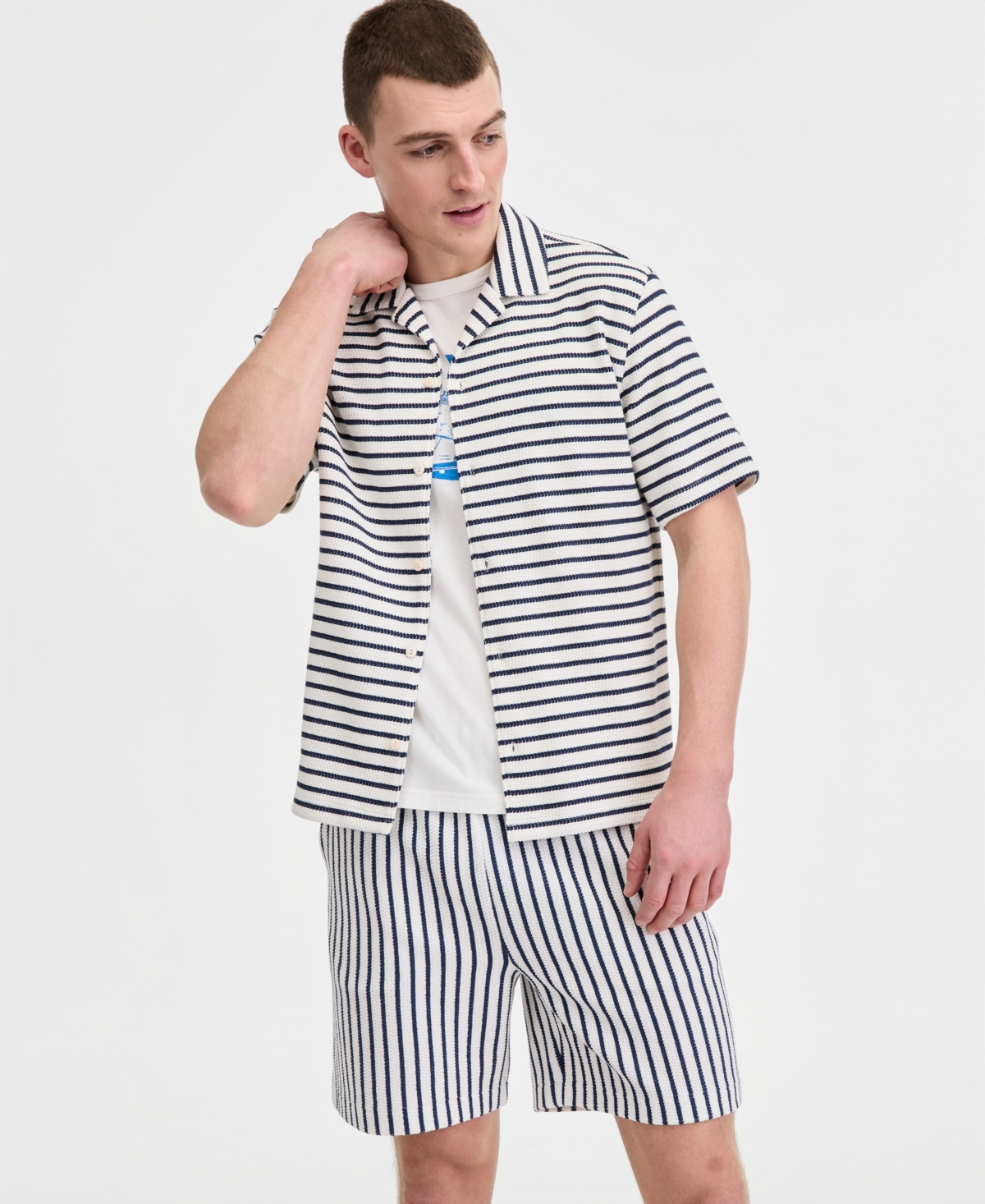 Sun + Stone Men's Jack Stripe Short-Sleeve Camp Shirt, Macy's Exclusive