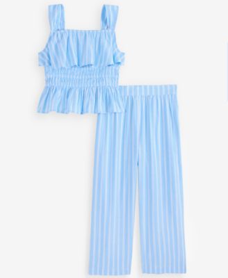 Girls' 5-20 Striped Peplum Top & Pants, 2-Piece Set