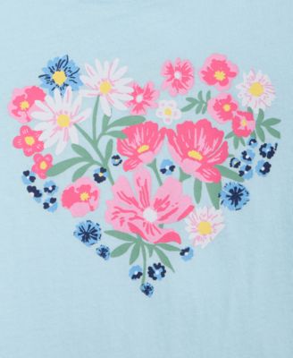 Girls' 5-20 Floral Heart T-Shirt