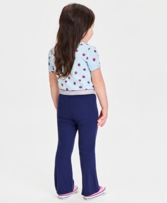 Baby and Toddler Girls Glitter-Waist Ribbed Flare Pants