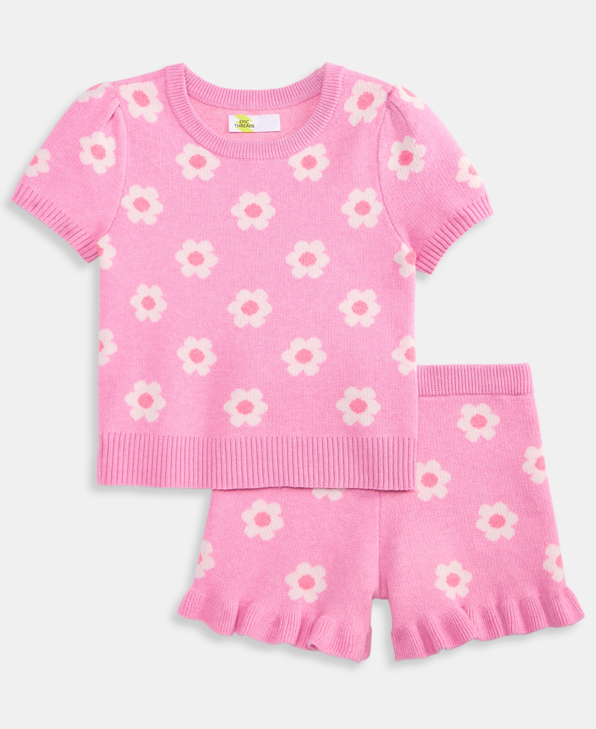 Epic Threads Toddler Girls' 12M-5T Flowers Sweater & Shorts, 2-Piece Set, Macy's Exclusive