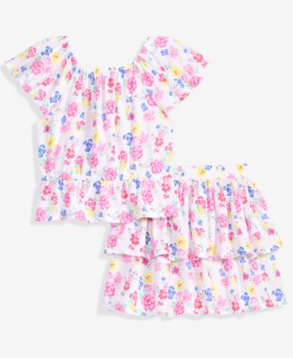 Epic Threads Toddler Girls' 12M-5T Floral-Print Cotton Top & Skirt, 2-Piece Set