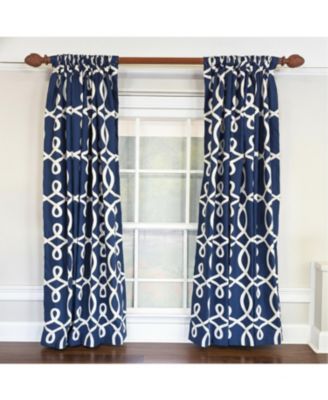 Oblique 100% Cotton Rod Pocket Window Curtain set of 2 Panels 100" x 63" Navy