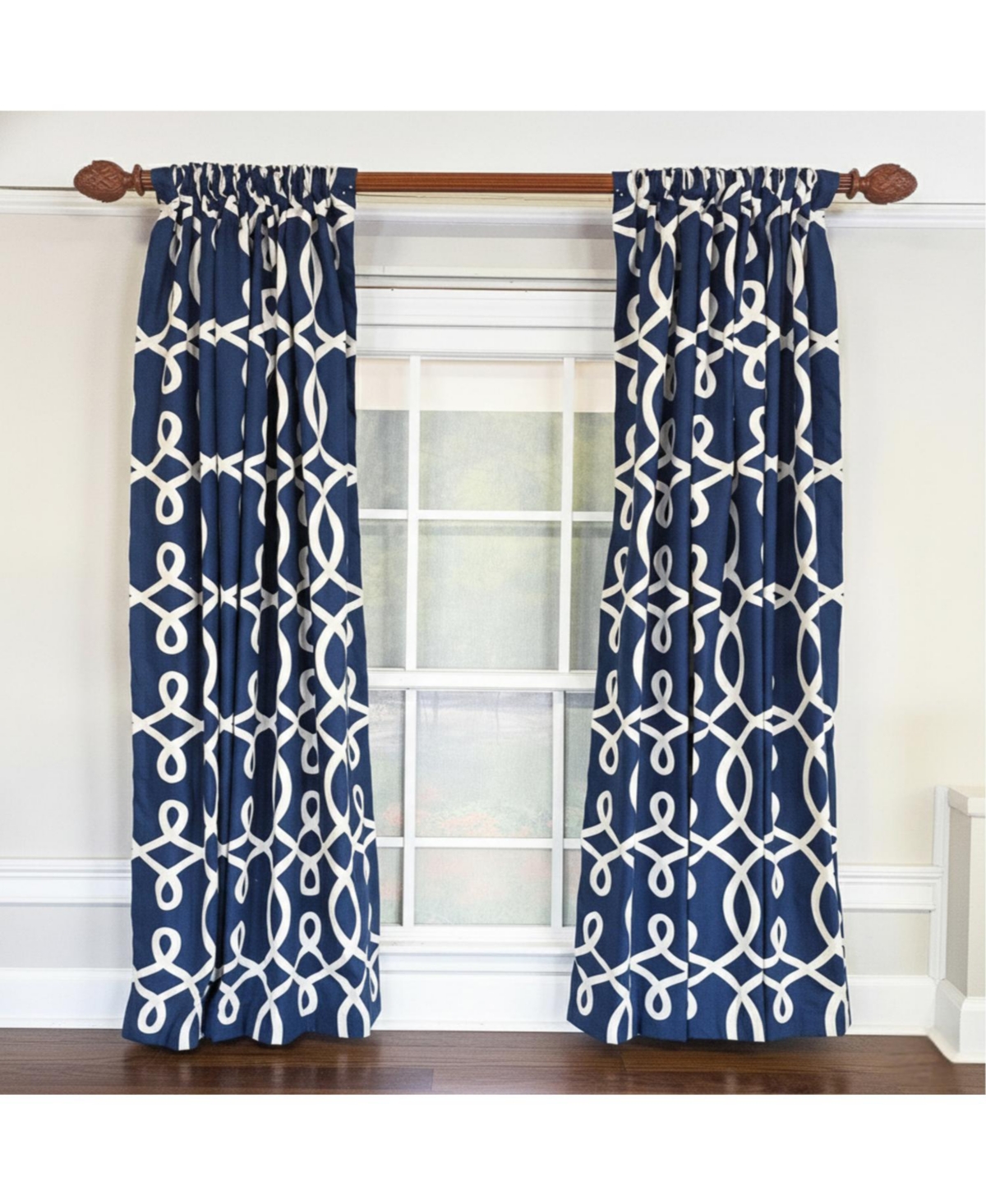 Rlf Home Oblique 100% Cotton Rod Pocket Window Curtain set of 2 Panels 100" x 63" Navy