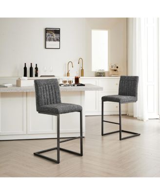 Speckled Gray Tufted Bar Stool - 2 Sets