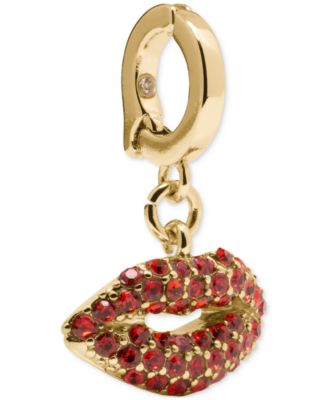 Gold-Tone Pave Lips Charm Pendant