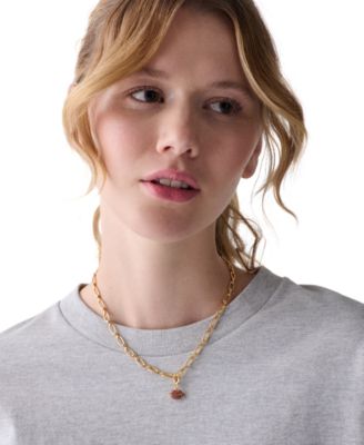 Gold-Tone Pave Lips Charm Pendant