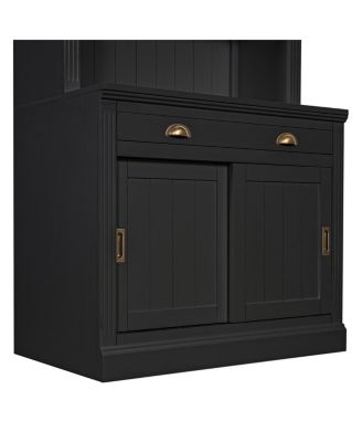 LED Lighting Bookshelf Suite with Sliding Doors & Drawers, White