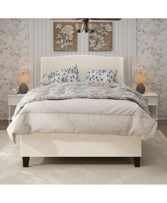 Queen Size Teddy Velvet Upholstered Bed Frame with Headboard and Footboard