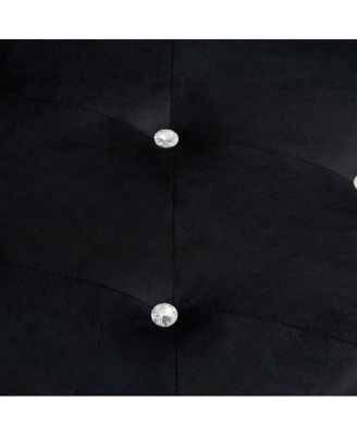 Streamdale Soft Velvet Storage Bench with Crystal Buttons & Pillow (Black)