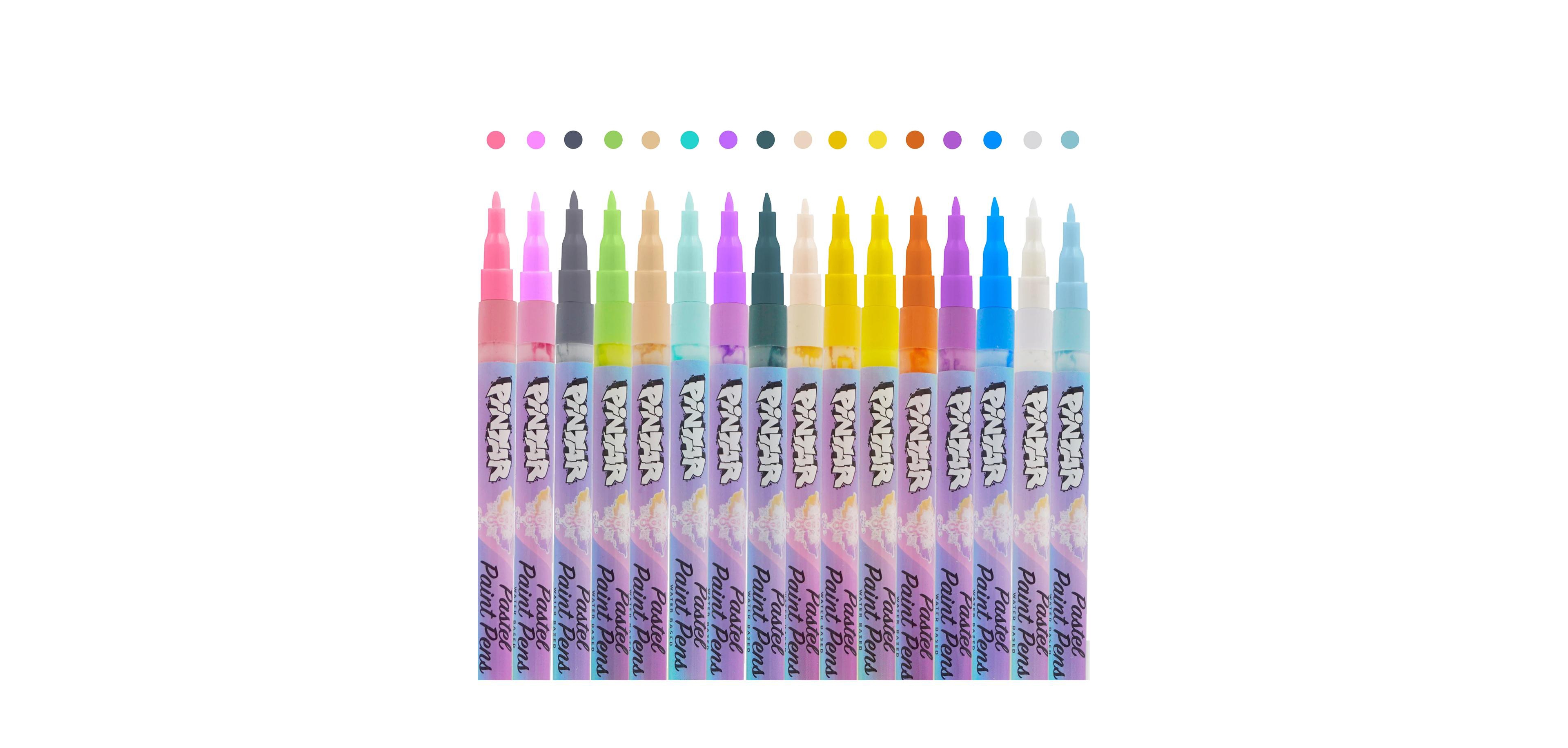 Pintar Pastel Acrylic Paint Pens - Extra Fine Tip Brush Pens & Fabric Markers for Drawing & Art Supplies - Acrylic Paint Markers