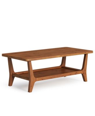 Solid Wood Coffee Table, 47-Inch Living Room Center Table with Shelf, 2-Tier, Smooth Corners, Child-Friendly, Easy Assembly