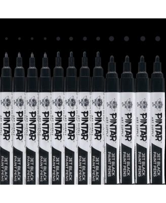 Black Acrylic Paint Markers - Artist Brush Pens, Paint Pens, Calligraphy Markers - Black Paint Pen & Acrylic Markers