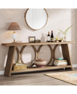 70.9 inch Extra Long Console Table, Farmhouse Sofa Table Behind Couch with 2 Tier Storage Shelf, Narrow Entryway Hallway Accent Table