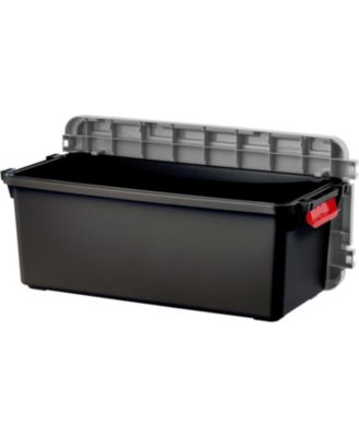 USA, 15-Gallon, Lockable Storage Trunk Box, Plastic, Black/Gray, 2Pk