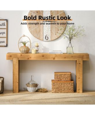 63" Solid Wood Console Table - Rustic Farmhouse Sofa Table