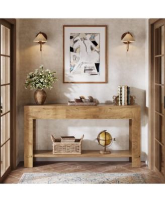 Console Table with 3 Drawers, 67-Inch Long Sofa Table Behind The Couch with Storage Shelf, Narrow Farmhouse Entryway Furniture