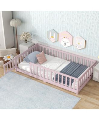  Twin Floor Bed with Fence & Door