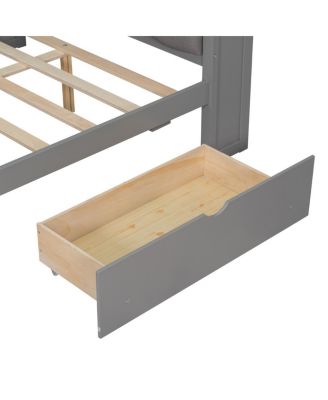  Wood Full Platform Bed w/Storage, Drawers, Charging, LED, Desk, Upholstered Headboard