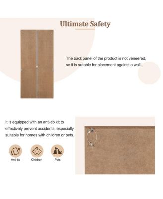 Streamdale Modern Bookshelf with Doors, 3-Tier Adjustable Shelves, LED Light, Walnut