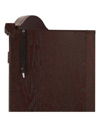 Streamdale Lighted Oak Curio Cabinet with Tempered Glass Doors & Shelves - Dark Cherry