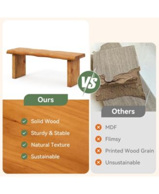 47" Solid Wood Bench, Farmhouse Entryway Bench for Bedroom, Dining Bench for Kitchen, Entryway, Mudroom, Easy Assembly, Brown