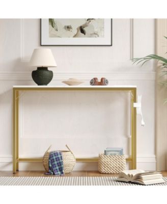 39.4" Industrial Console Table with USB Ports & Power Outlets - Versatile Entryway Table for Living Room, Hallway, Easy Assembly