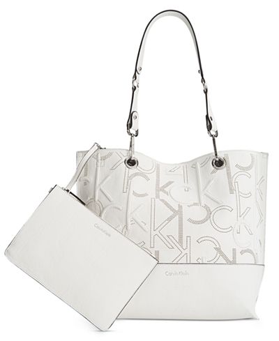 Calvin Klein Sonoma Embossed Monogram Reversible Tote With Pouch ...