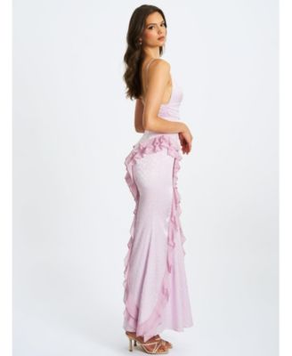 Women's Paolina Taro Pink Jacquard Ruffle Mermaid Maxi Dress