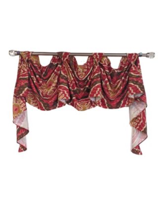 Begonia 3-S Victory 100% Cotton Tab Top Swag Window Curtain 54" x 25" Red