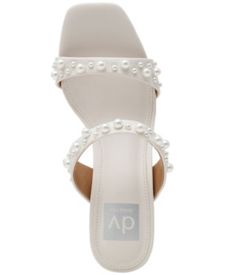 Women's Veniss Pearl Two-Band Slide High Heel Slip-On Dress Sandals