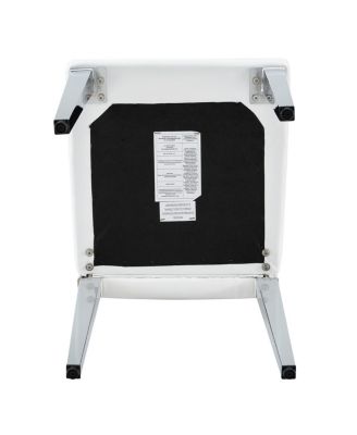 4-pack White PU dining chairs, ergonomic buckle backrest, 35"H, silver legs.