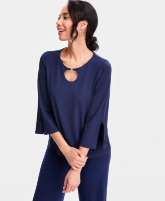 Women's Split-Sleeve Keyhole-Neck Top