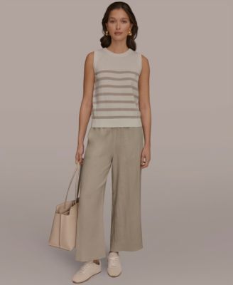 Women's Cotton Cashmere Striped Sleeveless Sweater