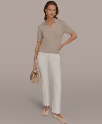 Women's Elbow-Sleeve Polo Sweater