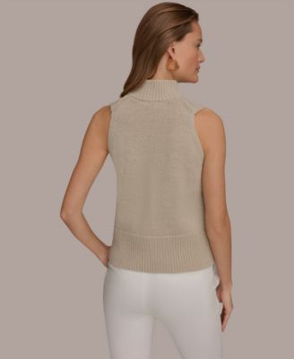 Women's Sleeveless Mock Neck A-Line Sweater