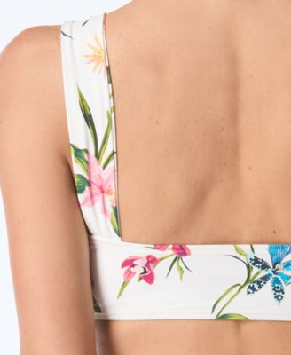 Women's Lace-Up Front Square Neck Swim Top