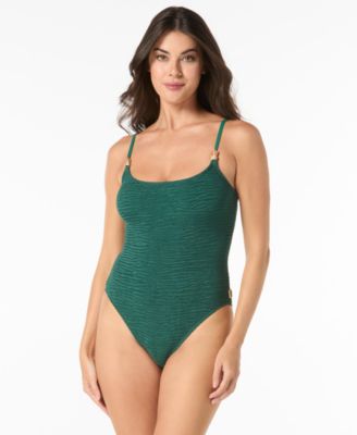Women's Scoop Neck Texture One-Piece Swimsuit