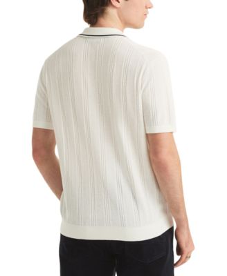 Men's Textured Open Front Polo Sweater