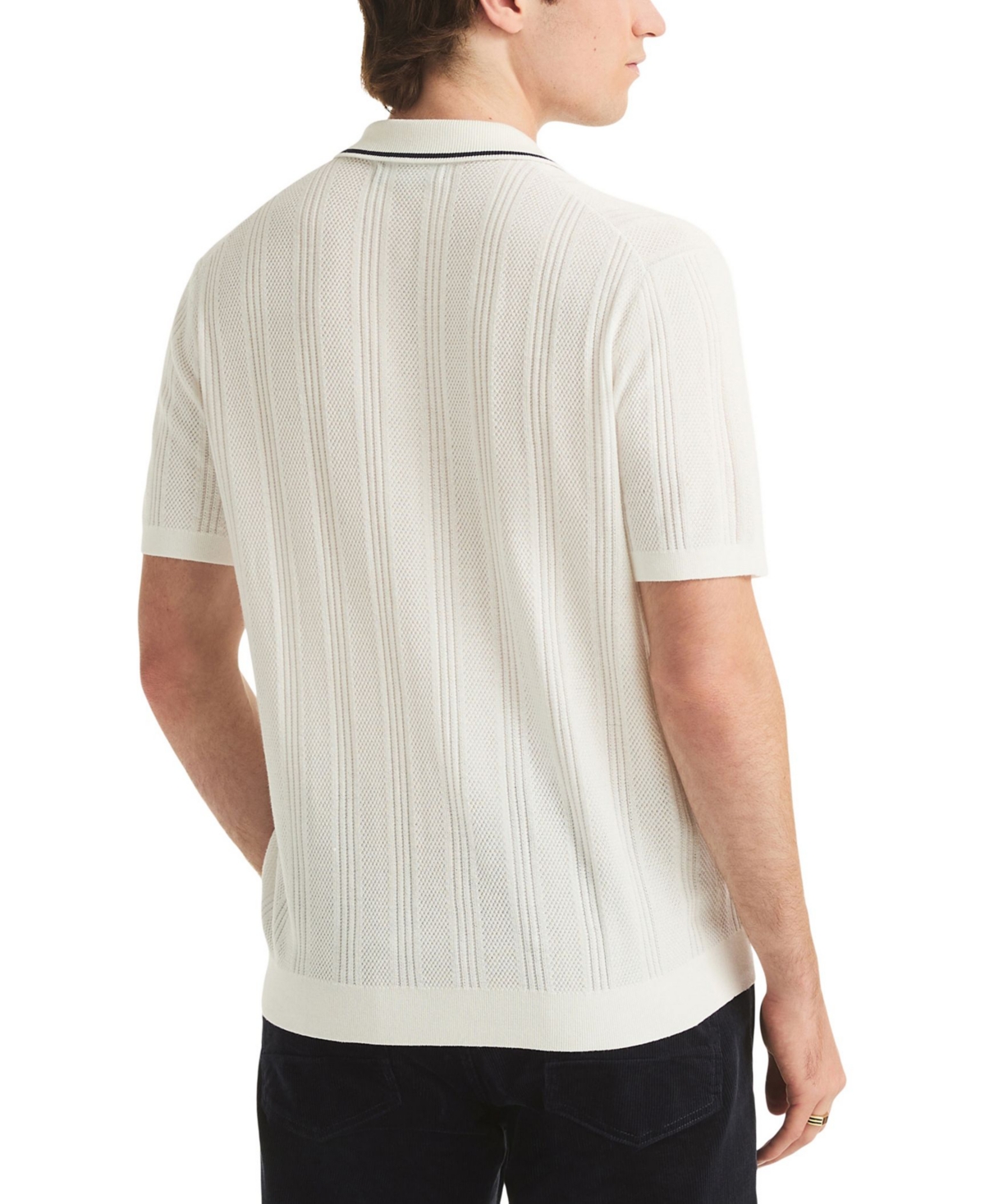 Nautica Men's Textured Open Front Polo Sweater