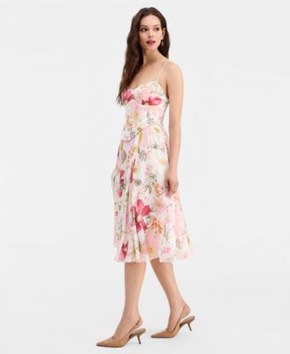 Women's Floral Print Corset Fit & Flare Dress