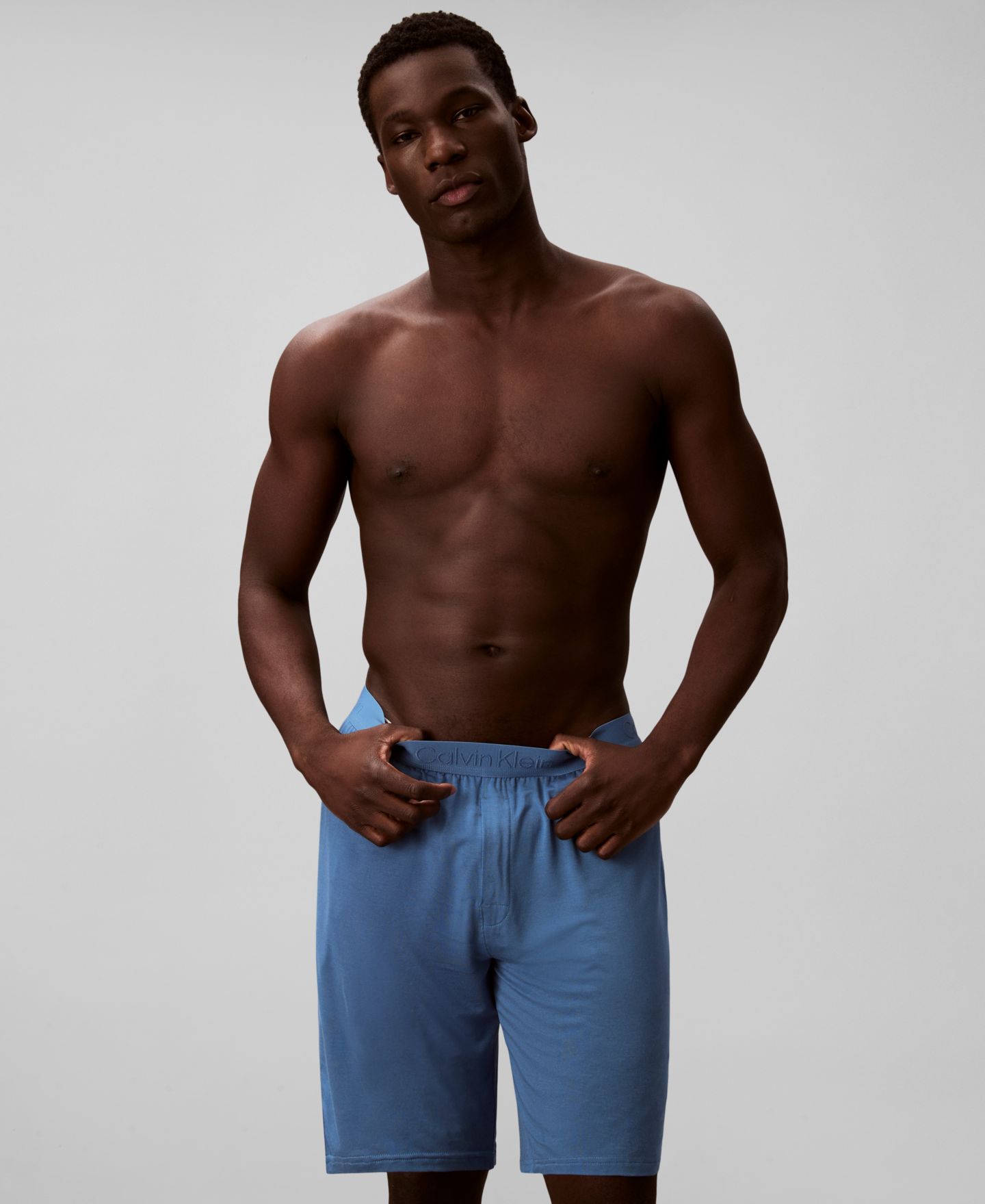 Пижамные шорты UltraSoft для мужчин, стрейч — Calvin Klein, цвет: Синий — фото 4