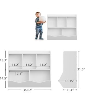 Kids Bookshelf Toy Storage Organizer – Wood Toy Storage Cabinet, Children's Toy Shelf, Kids Book Rack, Storage Bookshelf for Playroom, Bedroom