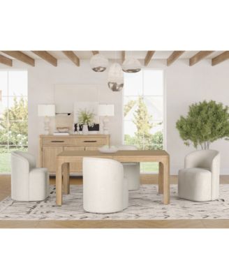 Marcel 5-Pc. Wood Rectangular Table and Upholstered Barrel Side Chairs Dining Set