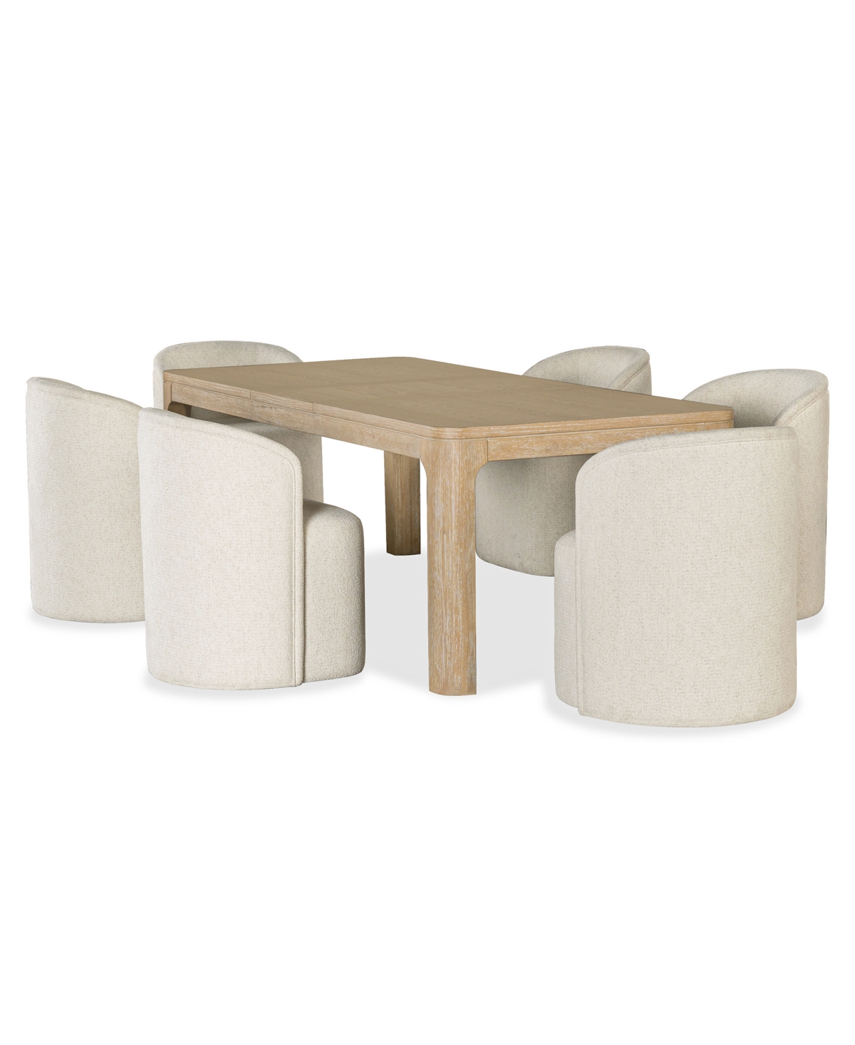 Furniture Marcel -Pc. Wood Rectangular Table and Upholstered Barrel Side Chairs Dining Set