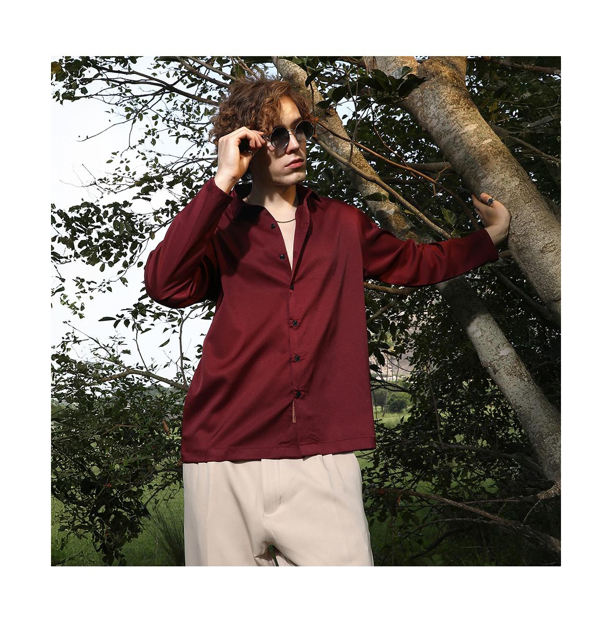 Campus Sutra Men's Satin Oversized Shirt