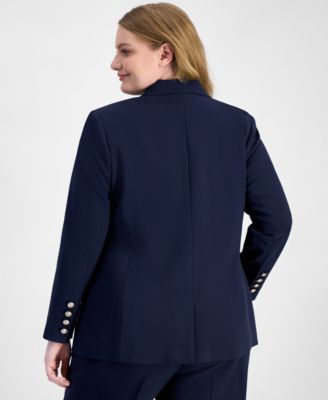 Plus Size Peak-Lapel Single-Button Blazer 