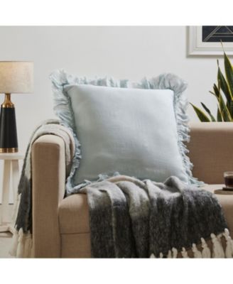 Pure Linen Sheer Fringe Throw Pillow Covers, 22"x 22", Set of 2