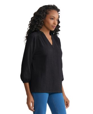 Women's 3/4-Sleeve Smocked Shoulder Top