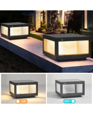 12" Black Solar Powered LED Post Cap Light, Modern Outdoor LED Fence Light for Pathways, Decks, and Patios (2-Pack